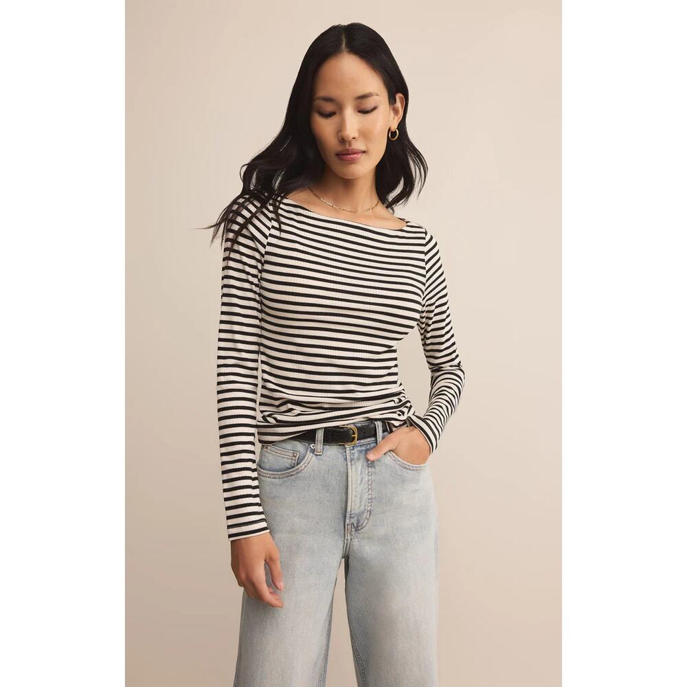 Z Supply Pristine Rib Striped Tee - Black NWT SIZE XS S